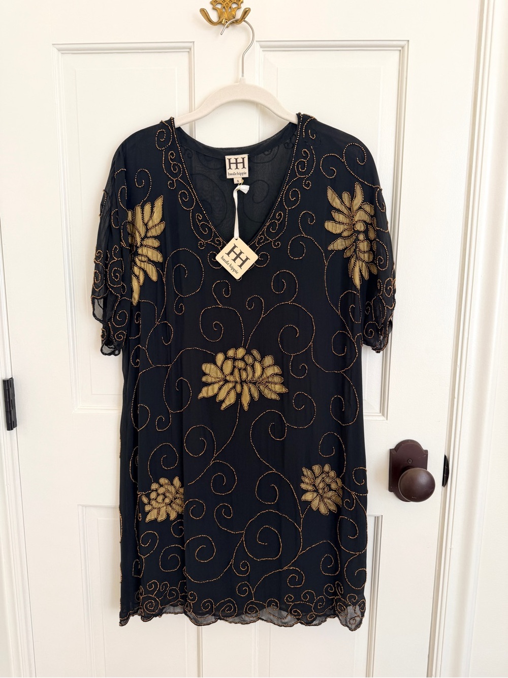 NWT Vintage HAUTE HIPPIE Beaded mini dress S